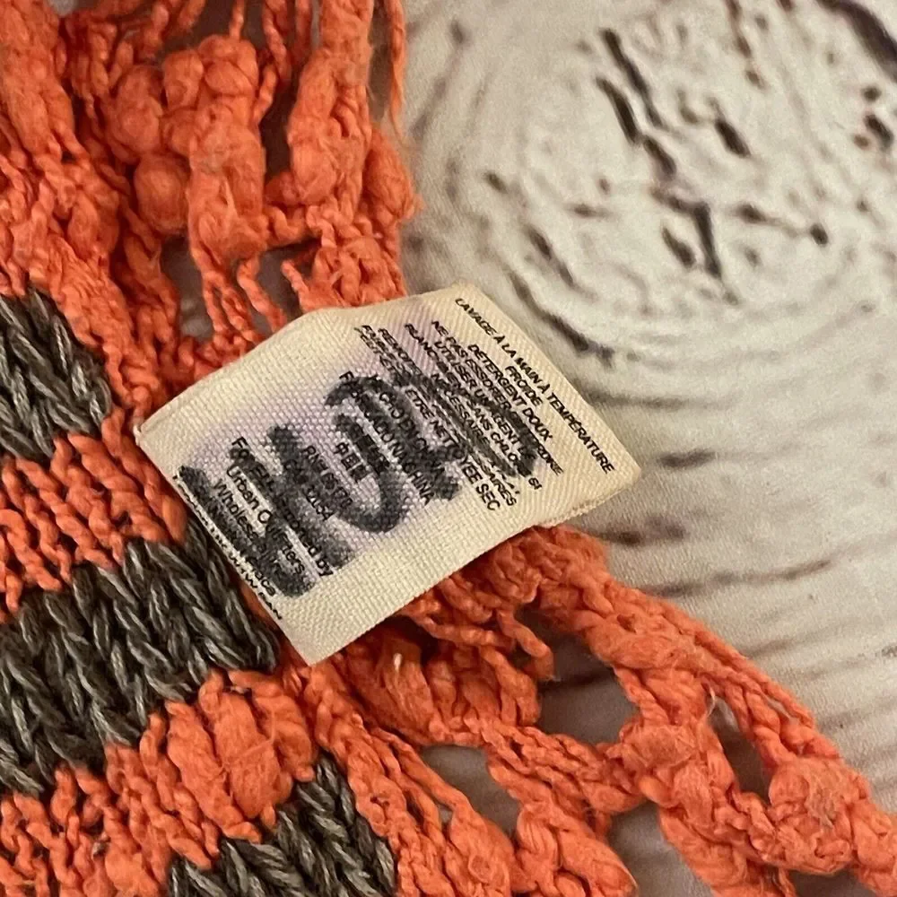 Free People Sweater Striped Scoop‎ Neck Orange Open Knit Size Small French Creek